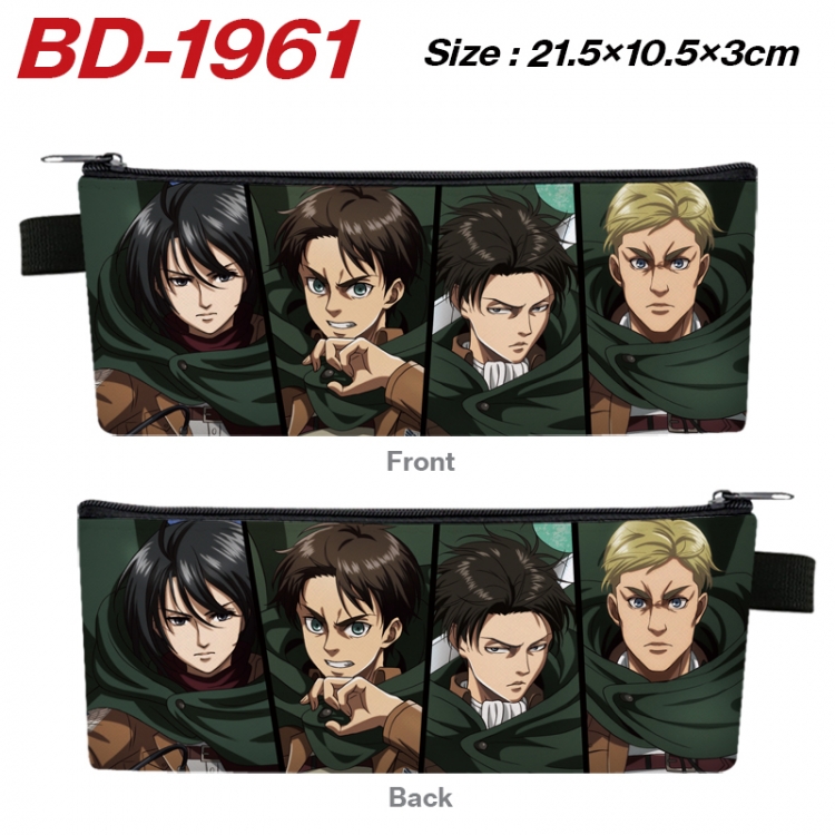 Shingeki no Kyojin Anime PU Leather Zipper Pencil Case Stationery Box 21.5X10.5X3CM 