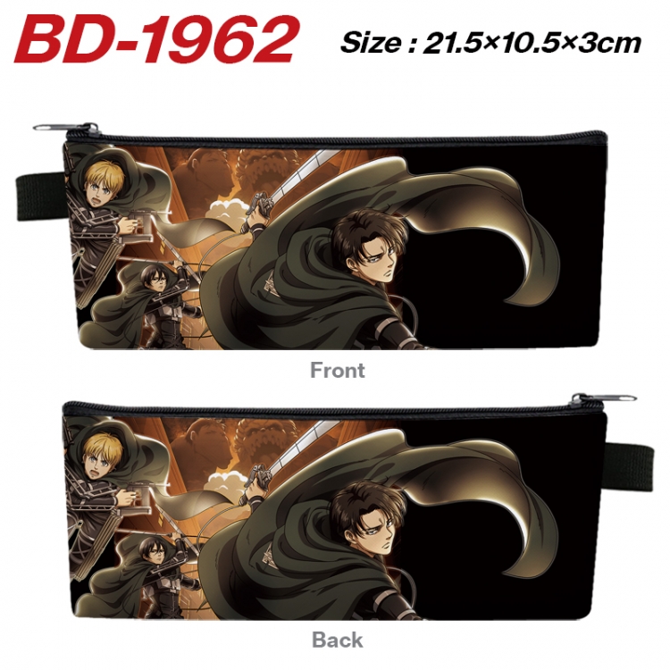 Shingeki no Kyojin Anime PU Leather Zipper Pencil Case Stationery Box 21.5X10.5X3CM 