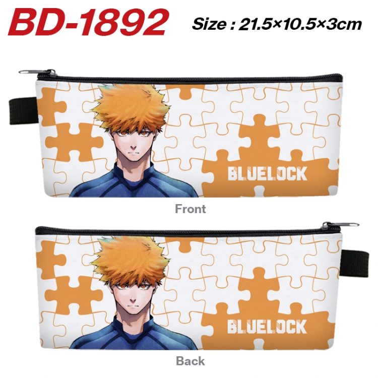 BLUE LOCK Anime PU Leather Zipper Pencil Case Stationery Box 21.5X10.5X3CM 