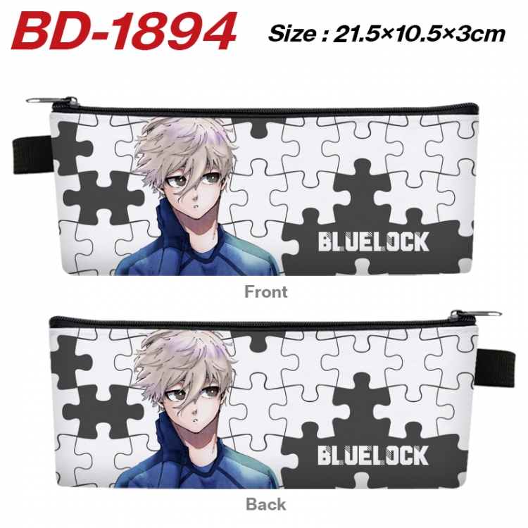 BLUE LOCK Anime PU Leather Zipper Pencil Case Stationery Box 21.5X10.5X3CM 