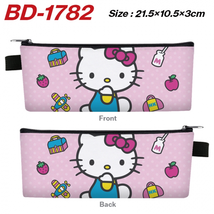 sanrio Anime PU Leather Zipper Pencil Case Stationery Box 21.5X10.5X3CM 