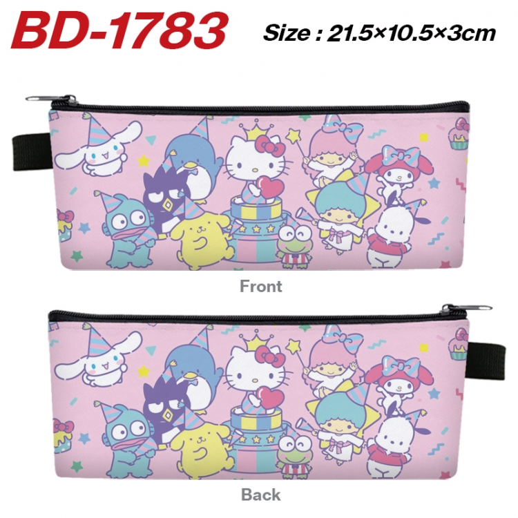 sanrio Anime PU Leather Zipper Pencil Case Stationery Box 21.5X10.5X3CM 