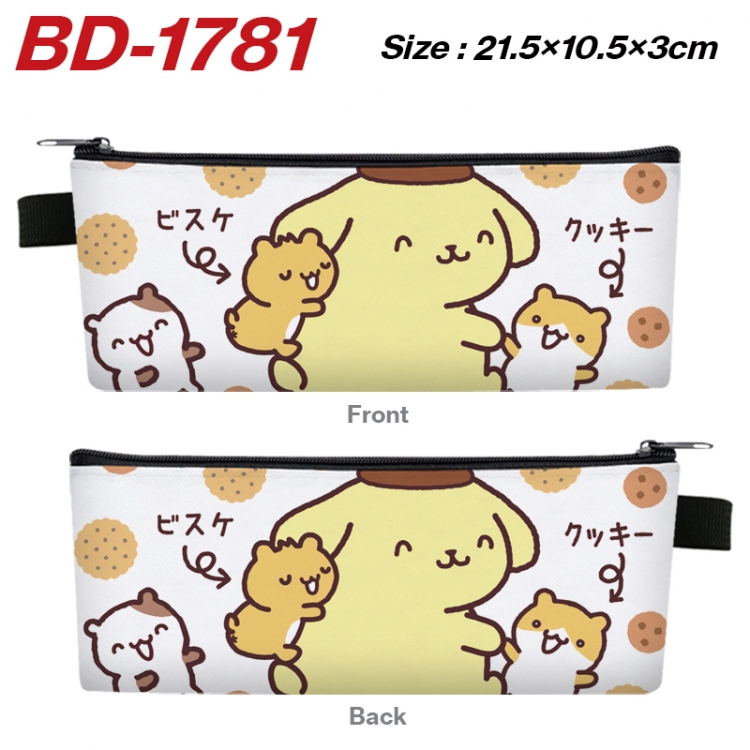 sanrio Anime PU Leather Zipper Pencil Case Stationery Box 21.5X10.5X3CM 