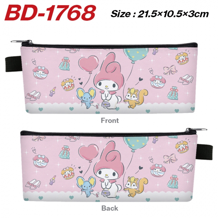 sanrio Anime PU Leather Zipper Pencil Case Stationery Box 21.5X10.5X3CM 