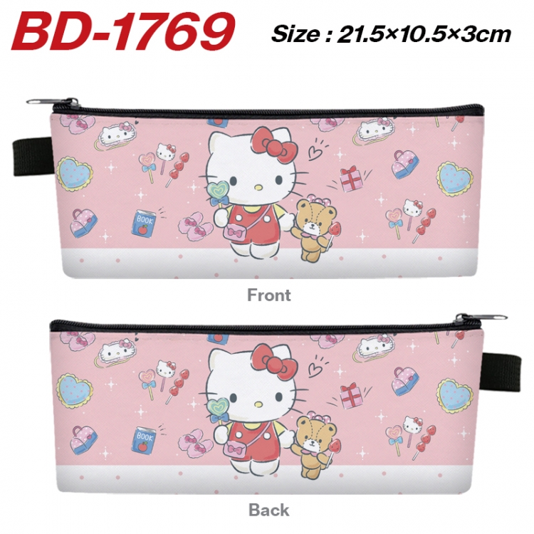 sanrio Anime PU Leather Zipper Pencil Case Stationery Box 21.5X10.5X3CM 