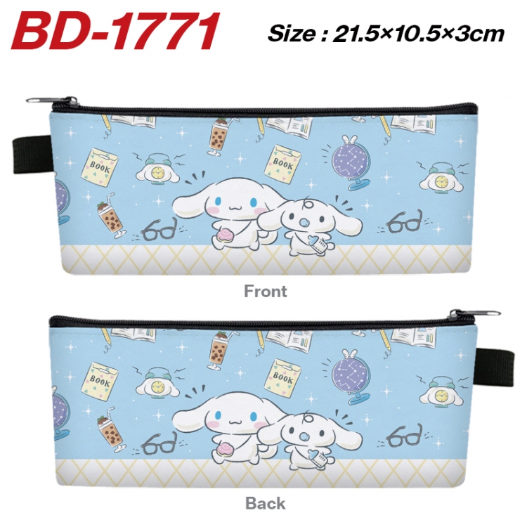 sanrio Anime PU Leather Zipper Pencil Case Stationery Box 21.5X10.5X3CM 