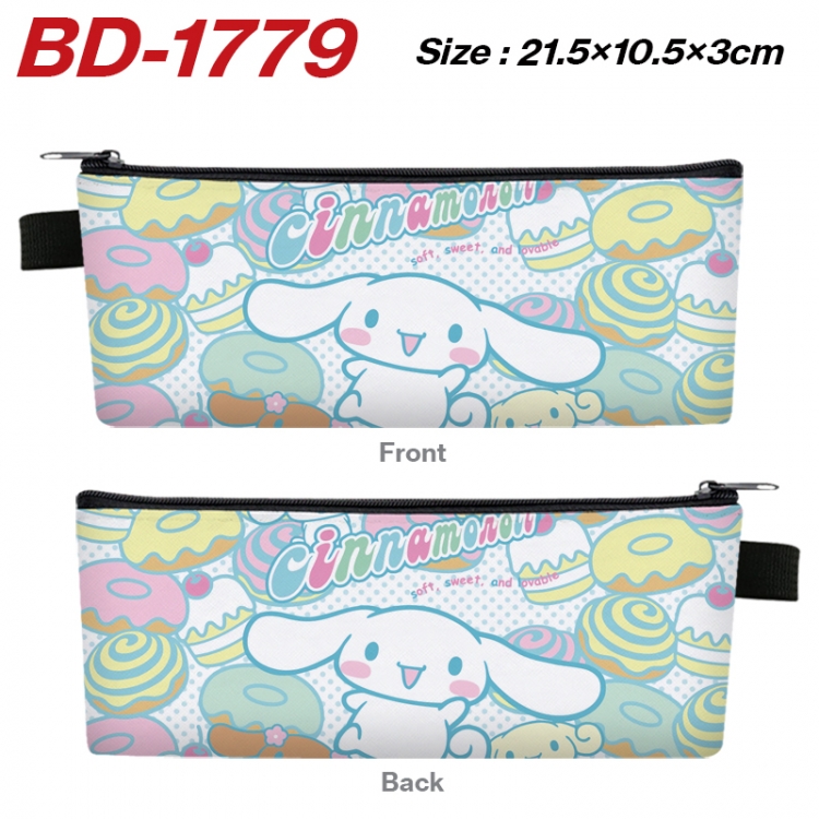 sanrio Anime PU Leather Zipper Pencil Case Stationery Box 21.5X10.5X3CM 