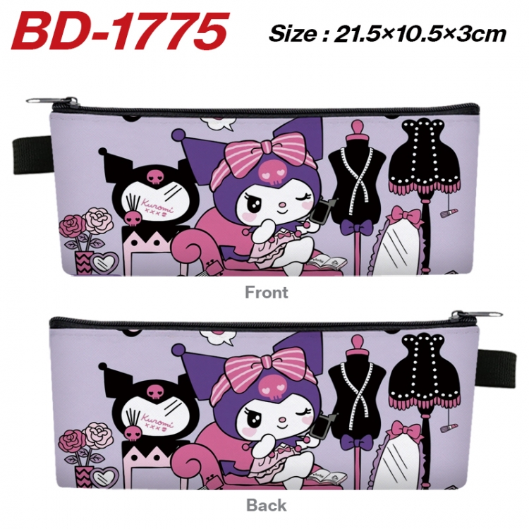 sanrio Anime PU Leather Zipper Pencil Case Stationery Box 21.5X10.5X3CM 
