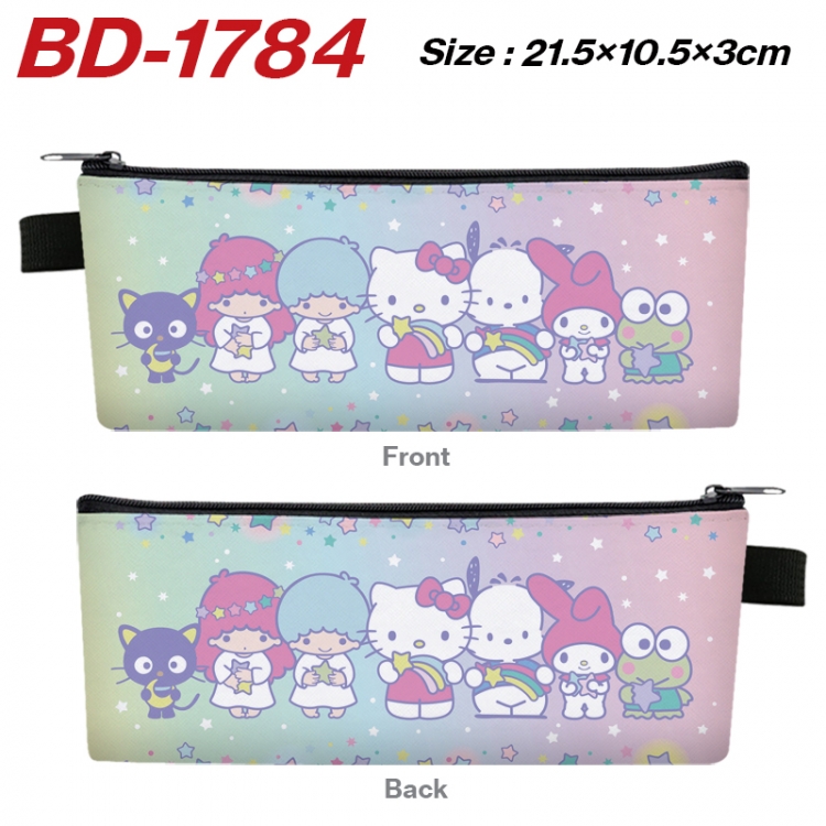 sanrio Anime PU Leather Zipper Pencil Case Stationery Box 21.5X10.5X3CM 