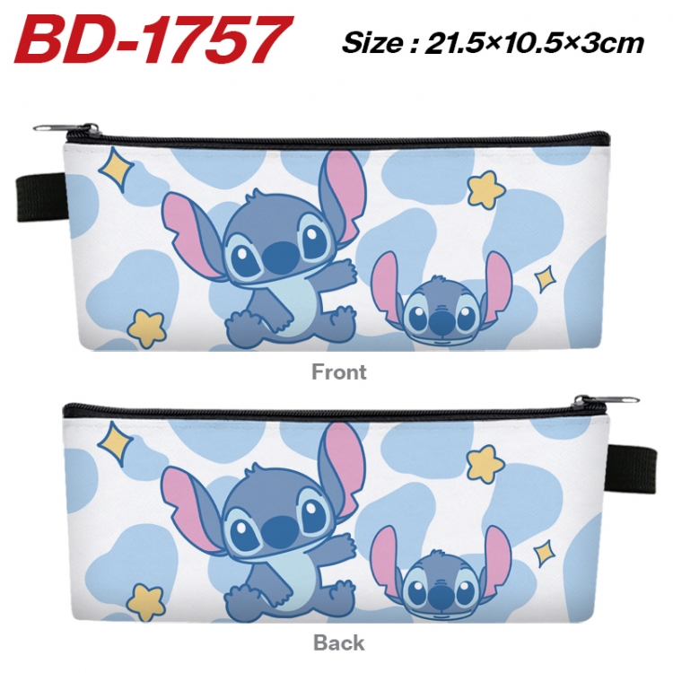 Lilo & Stitch Anime PU Leather Zipper Pencil Case Stationery Box 21.5X10.5X3CM 