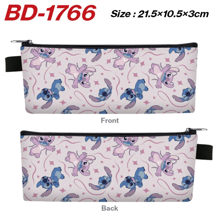 Lilo & Stitch Anime PU Leather Zipper Pencil Case Stationery Box 21.5X10.5X3CM 