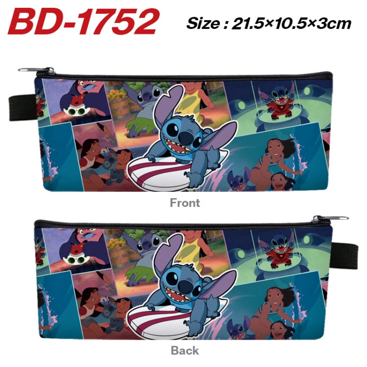 Lilo & Stitch Anime PU Leather Zipper Pencil Case Stationery Box 21.5X10.5X3CM 