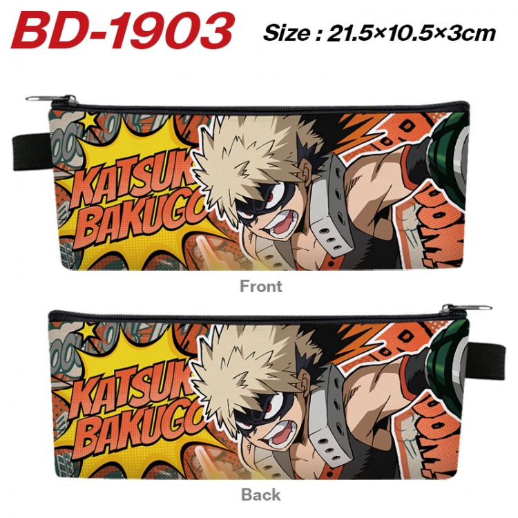 My Hero Academia Anime PU Leather Zipper Pencil Case Stationery Box 21.5X10.5X3CM 