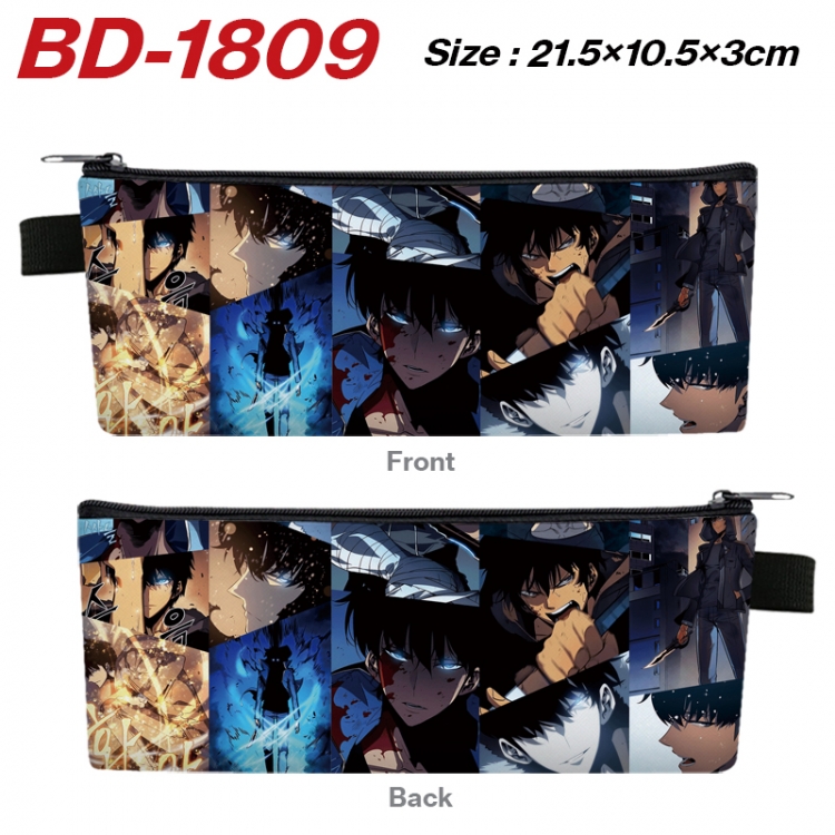 Solo Leveling:Arise Anime PU Leather Zipper Pencil Case Stationery Box 21.5X10.5X3CM 