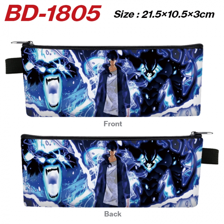 Solo Leveling:Arise Anime PU Leather Zipper Pencil Case Stationery Box 21.5X10.5X3CM 