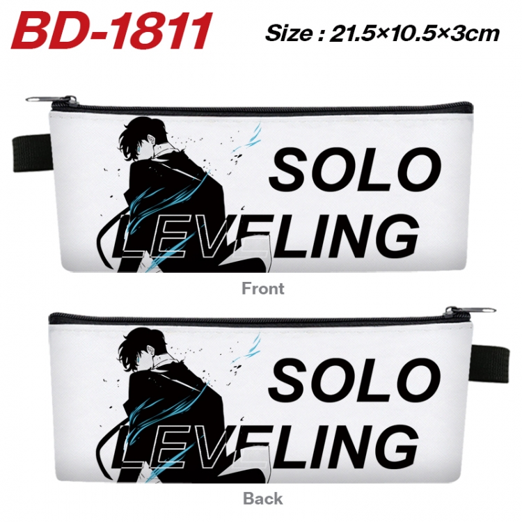 Solo Leveling:Arise Anime PU Leather Zipper Pencil Case Stationery Box 21.5X10.5X3CM 