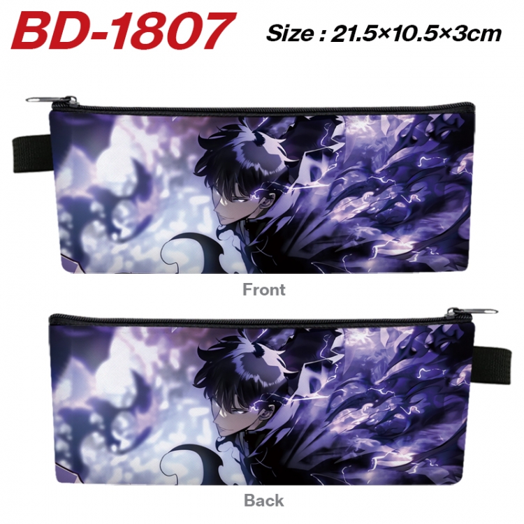 Solo Leveling:Arise Anime PU Leather Zipper Pencil Case Stationery Box 21.5X10.5X3CM 