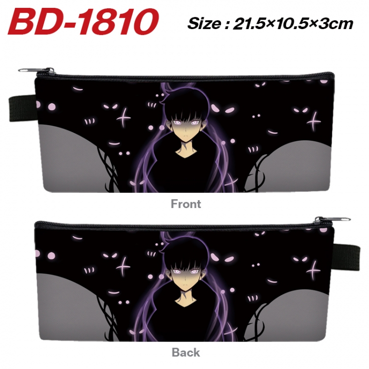 Solo Leveling:Arise Anime PU Leather Zipper Pencil Case Stationery Box 21.5X10.5X3CM 