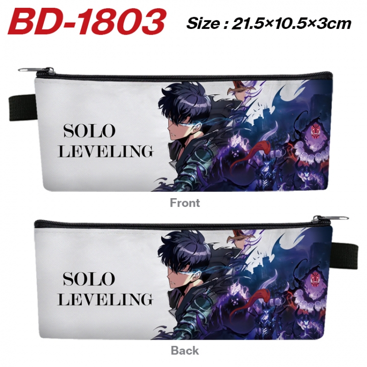 Solo Leveling:Arise Anime PU Leather Zipper Pencil Case Stationery Box 21.5X10.5X3CM
