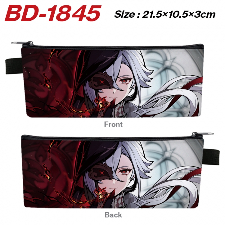 Genshin Impact Anime PU Leather Zipper Pencil Case Stationery Box 21.5X10.5X3CM 