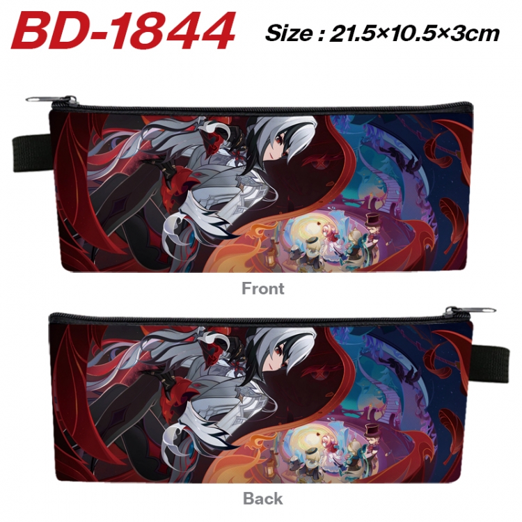 Genshin Impact Anime PU Leather Zipper Pencil Case Stationery Box 21.5X10.5X3CM 