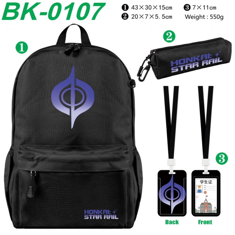 Honkai: Star Rail Waterproof nylon canvas backpack pencil case identification set 43X30X15cm