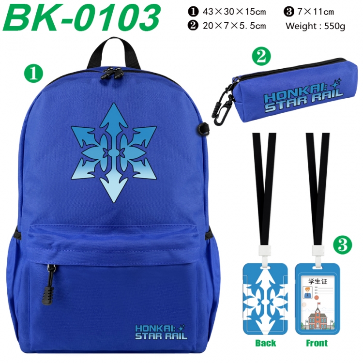 Honkai: Star Rail Waterproof nylon canvas backpack pencil case identification set 43X30X15cm