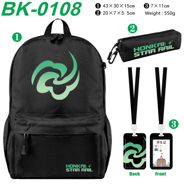 Honkai: Star Rail Waterproof nylon canvas backpack pencil case identification set 43X30X15cm
