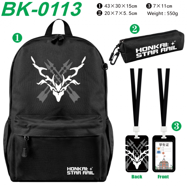 Honkai: Star Rail Waterproof nylon canvas backpack pencil case identification set 43X30X15cm
