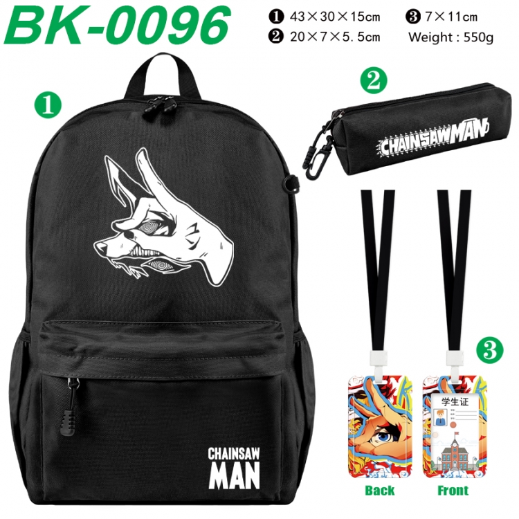 Chainsawman Waterproof nylon canvas backpack pencil case identification set 43X30X15cm