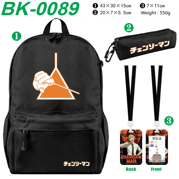 Chainsawman Waterproof nylon canvas backpack pencil case identification set 43X30X15cm