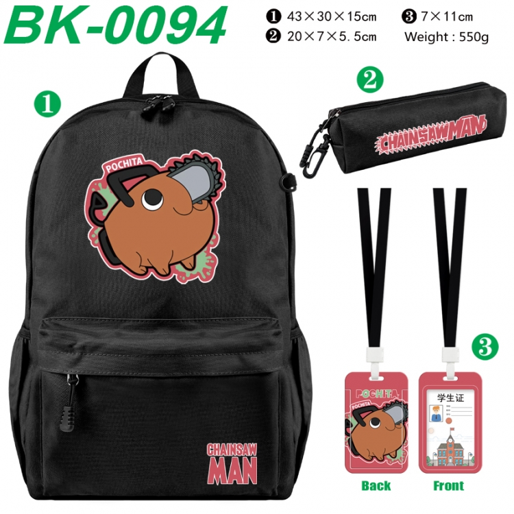 Chainsawman Waterproof nylon canvas backpack pencil case identification set 43X30X15cm