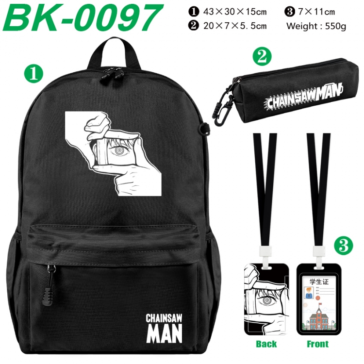 Chainsawman Waterproof nylon canvas backpack pencil case identification set 43X30X15cm