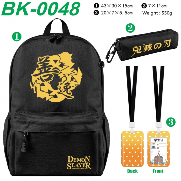 Demon Slayer Kimets Waterproof nylon canvas backpack pencil case identification set 43X30X15cm