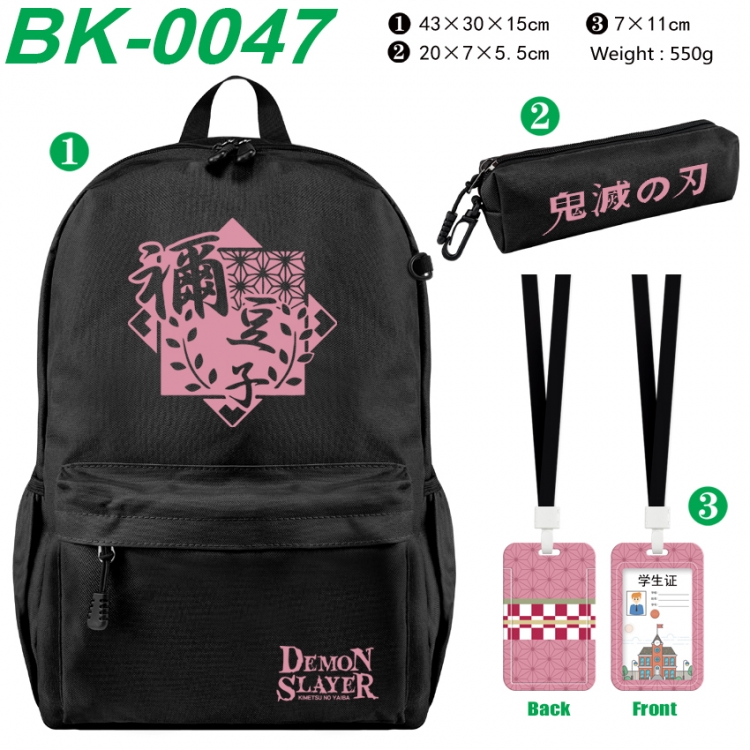 Demon Slayer Kimets Waterproof nylon canvas backpack pencil case identification set 43X30X15cm