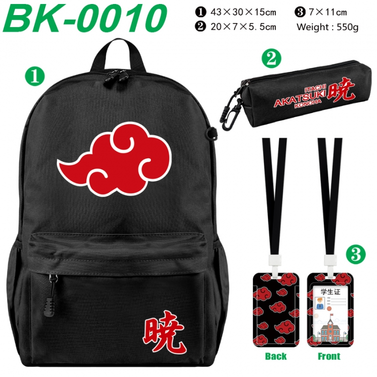 Naruto Waterproof nylon canvas backpack pencil case identification set 43X30X15cm