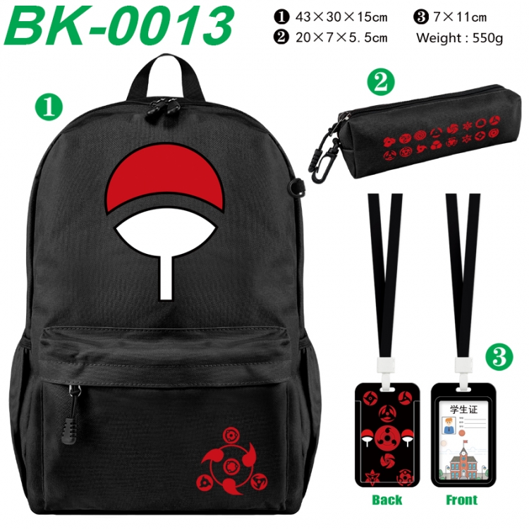 Naruto Waterproof nylon canvas backpack pencil case identification set 43X30X15cm