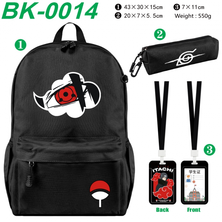 Naruto Waterproof nylon canvas backpack pencil case identification set 43X30X15cm