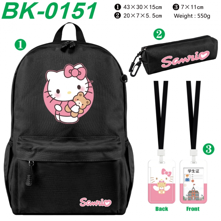 sanrio Waterproof nylon canvas backpack pencil case identification set 43X30X15cm