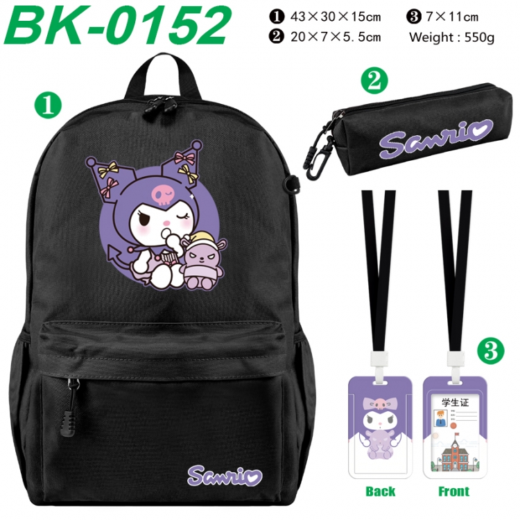 sanrio Waterproof nylon canvas backpack pencil case identification set 43X30X15cm