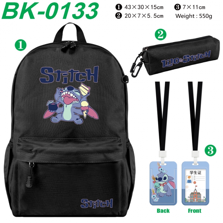 Lilo & Stitch Waterproof nylon canvas backpack pencil case identification set 43X30X15cm