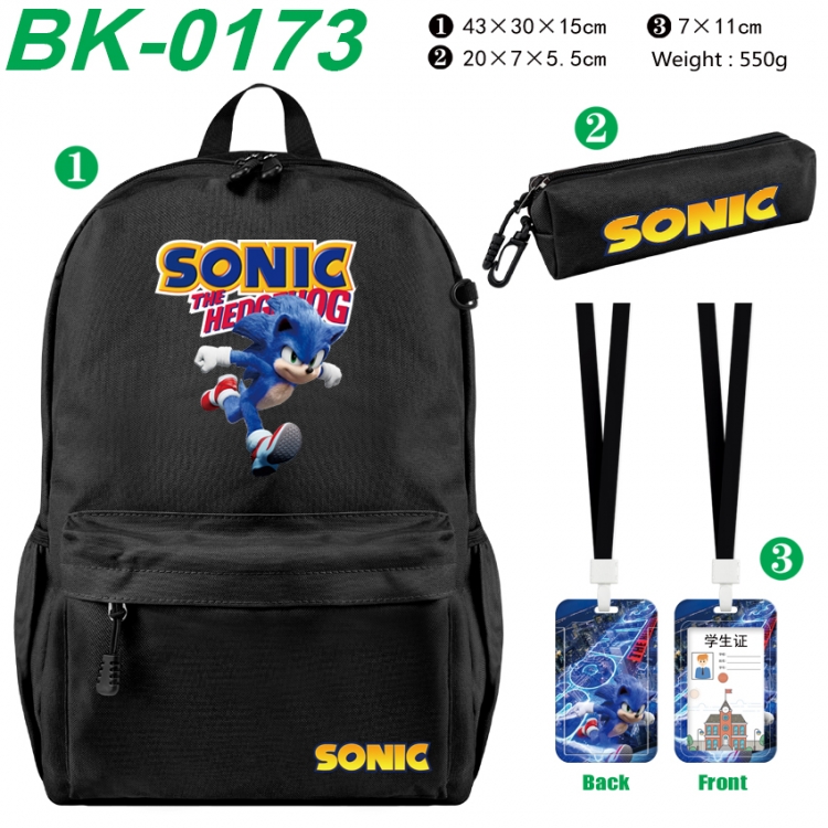 Sonic The Hedgehog Waterproof nylon canvas backpack pencil case identification set 43X30X15cm