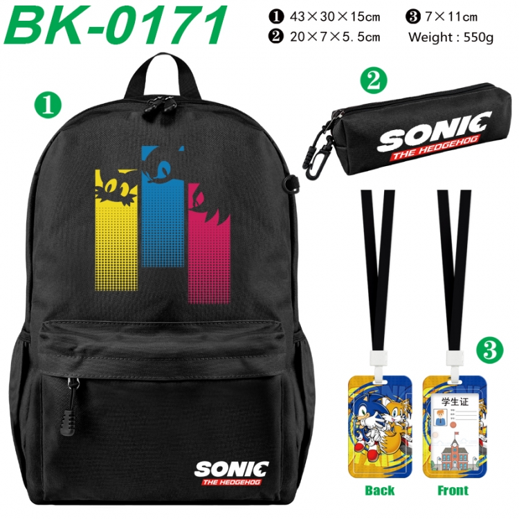 Sonic The Hedgehog Waterproof nylon canvas backpack pencil case identification set 43X30X15cm