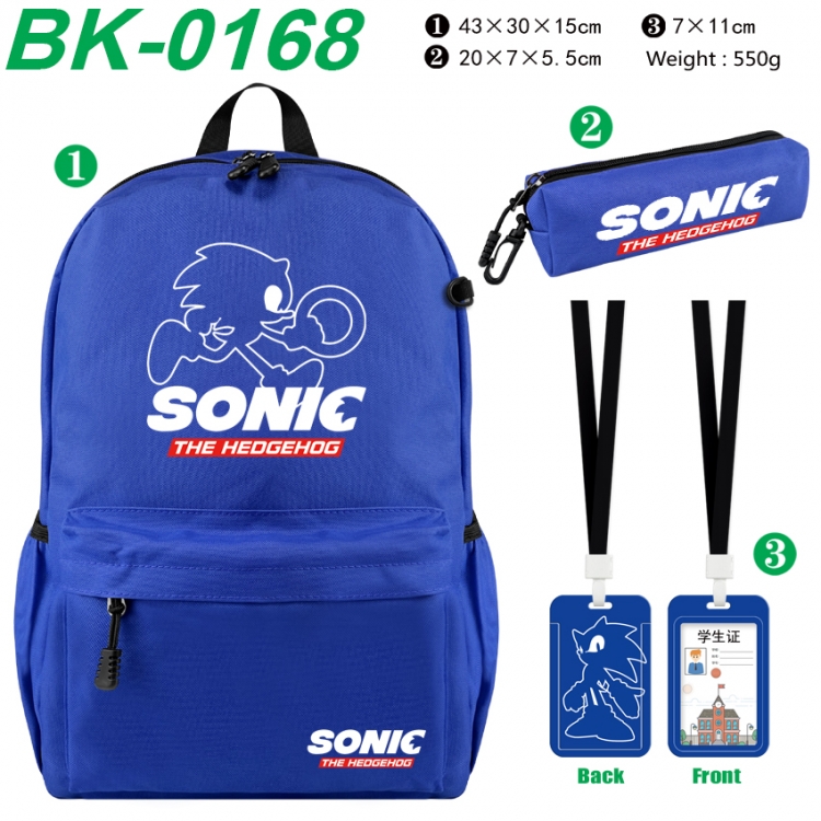 Sonic The Hedgehog Waterproof nylon canvas backpack pencil case identification set 43X30X15cm