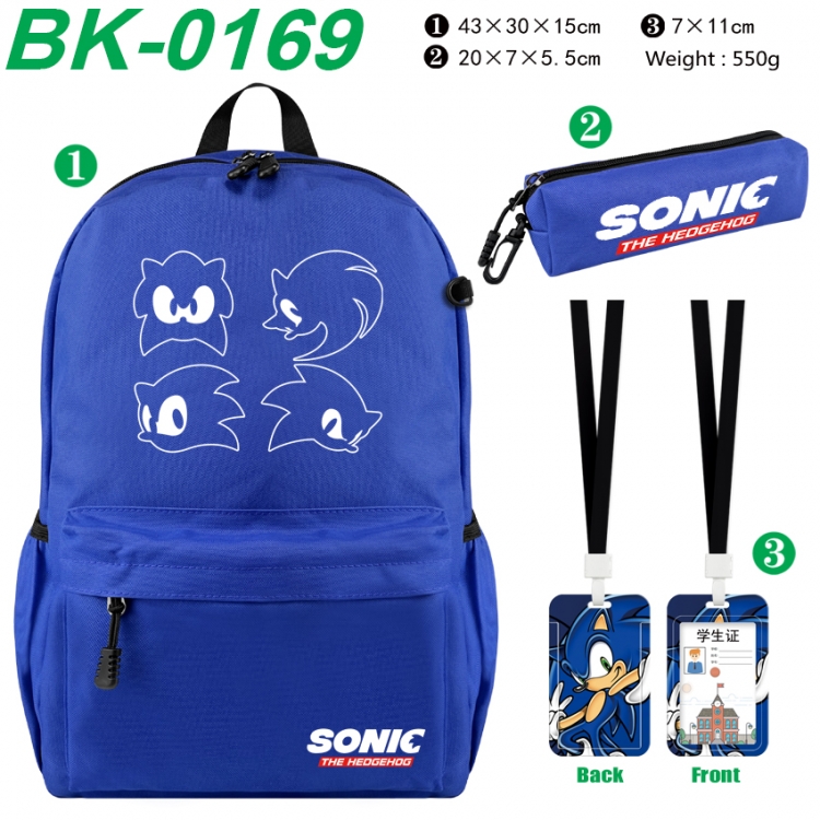 Sonic The Hedgehog Waterproof nylon canvas backpack pencil case identification set 43X30X15cm