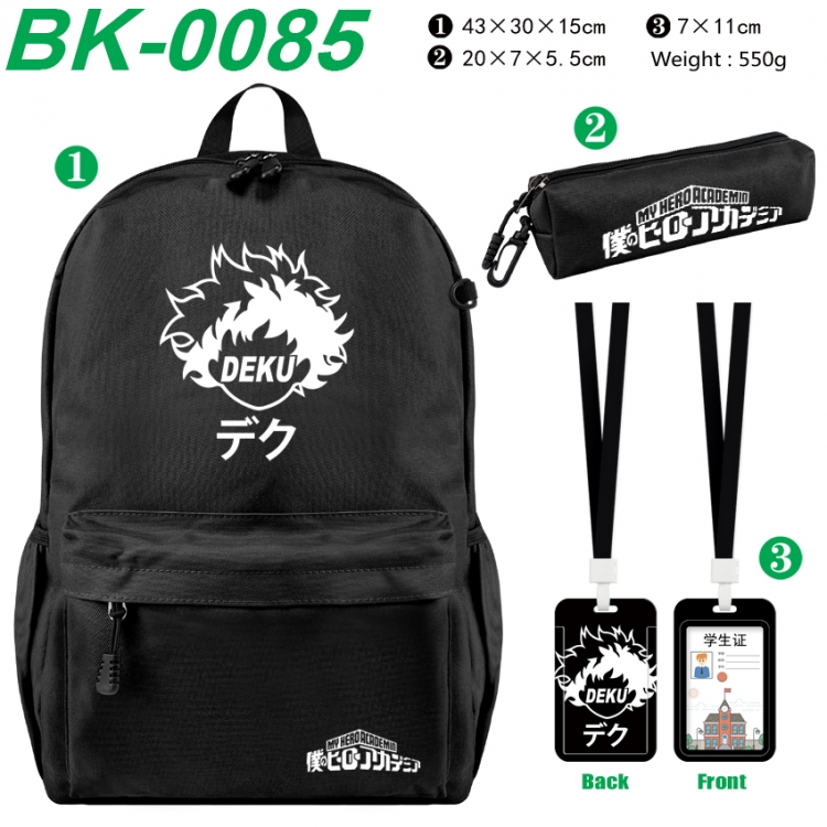 My Hero Academia Waterproof nylon canvas backpack pencil case identification set 43X30X15cm