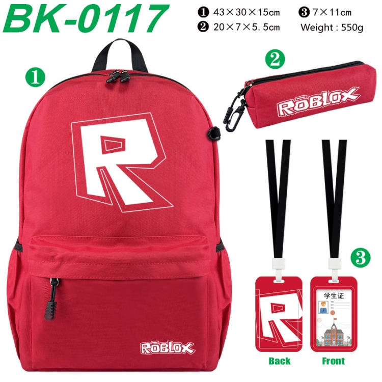 Roblox Waterproof nylon canvas backpack pencil case identification set 43X30X15cm