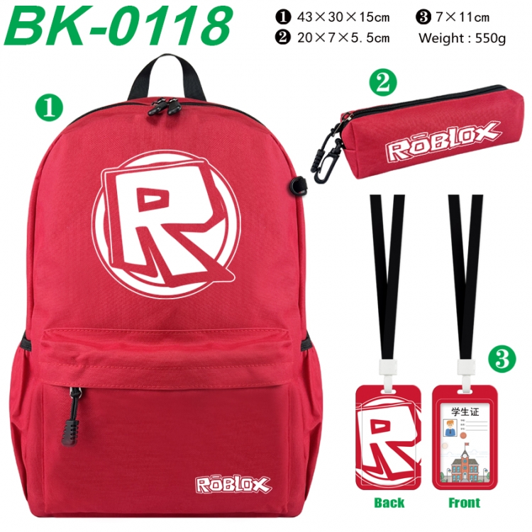 Roblox Waterproof nylon canvas backpack pencil case identification set 43X30X15cm