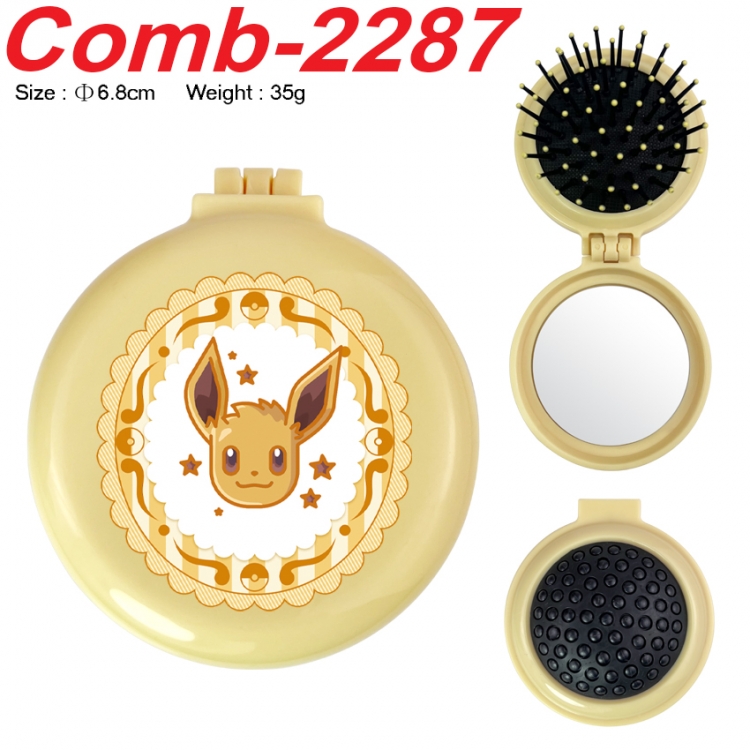 Pokemon UV printed student multifunctional small mirror and comb 6.8cm  price for 5 pcs