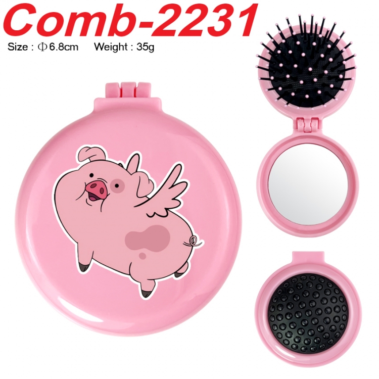 Gravity Falls UV printed student multifunctional small mirror and comb 6.8cm  price for 5 pcs